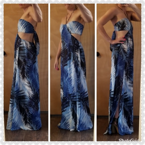 *LAST 1* SZ L blue Sexy maxi dress - Picture 3 of 4
